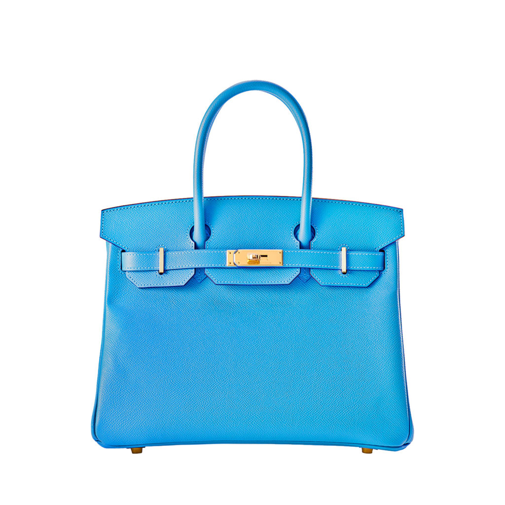 Hermes blue paradise Birkin 30 bag in epsom leather with gold hardware by The Ornamental