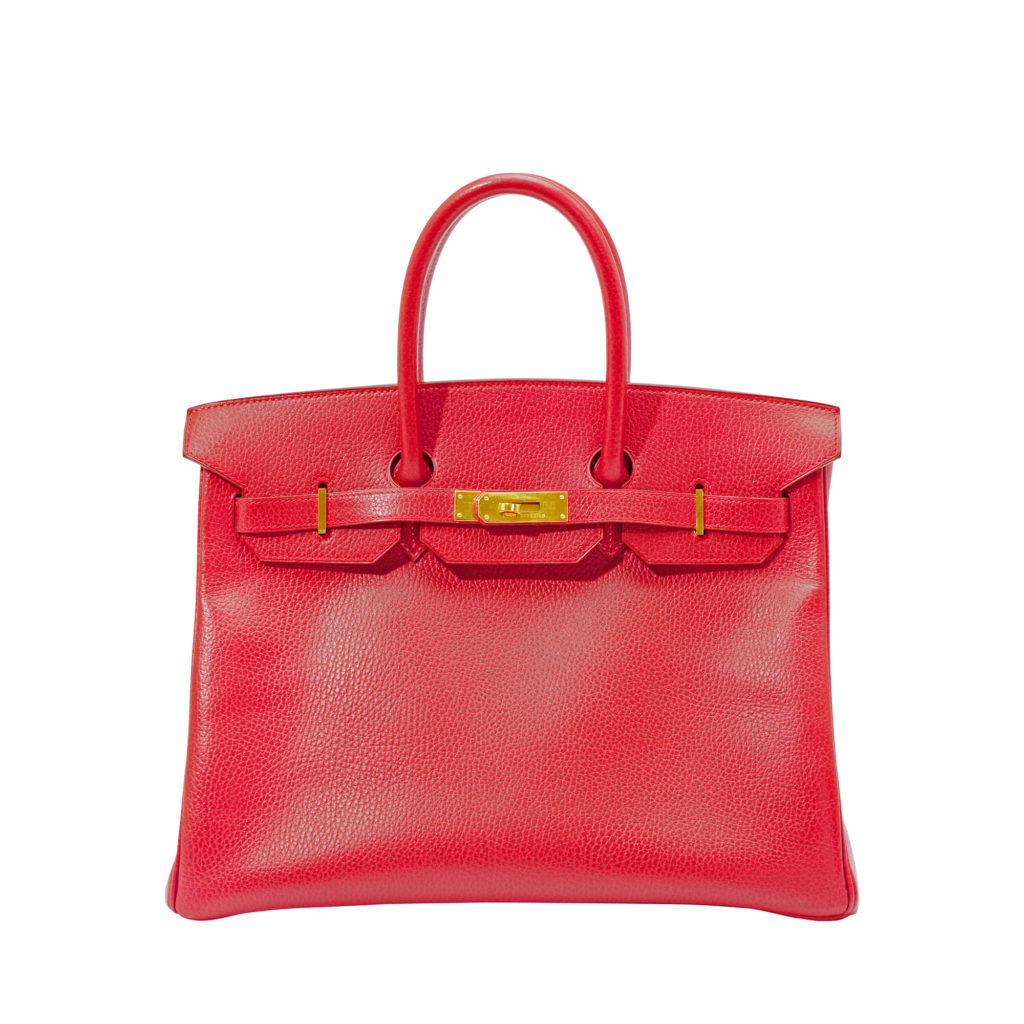 Hermes red birkin 35 in textured calf leather by The Ornamental