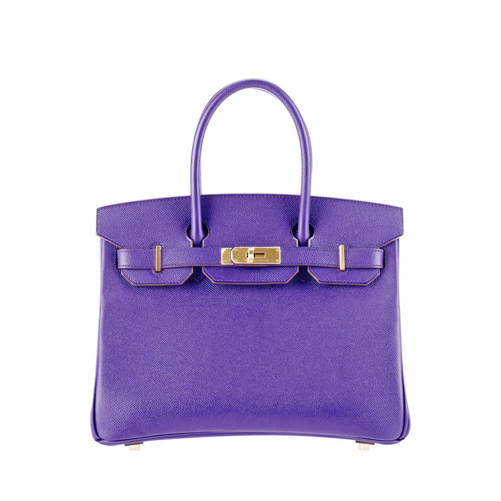 Hermes Purple Birkin bag in epsom calf leather with gold hardware by The Ornamental