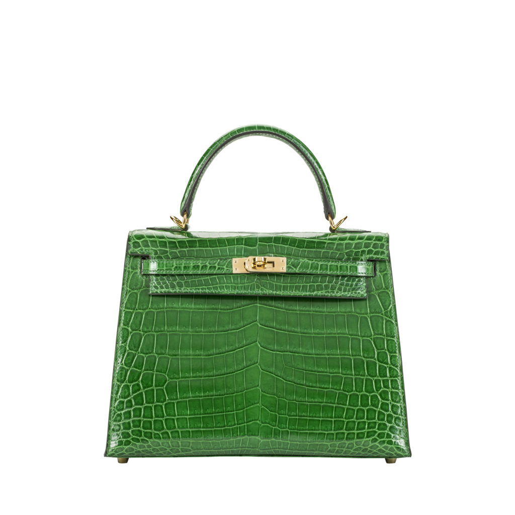 Designer Kelly Green Leather Handbag