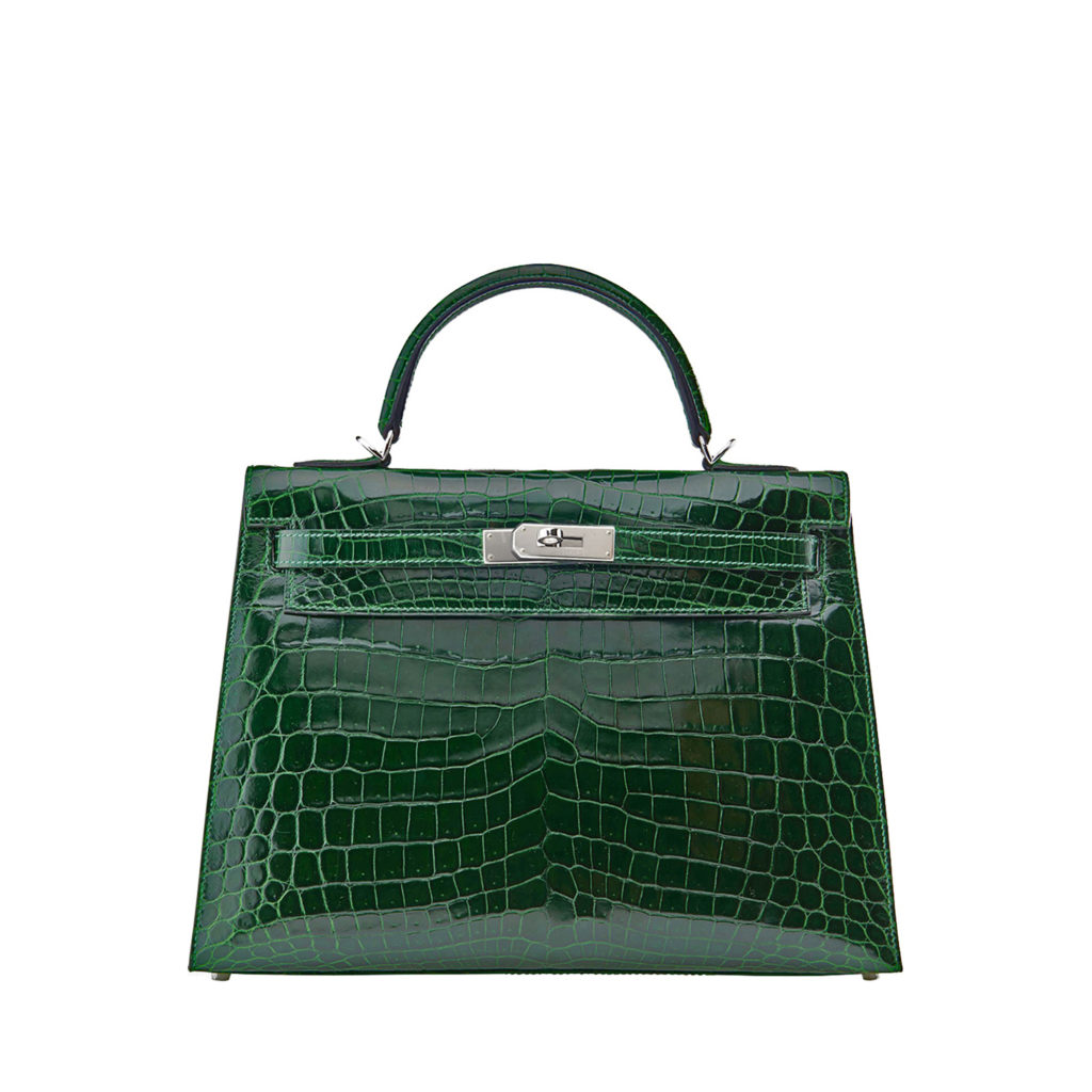 Hermes Kelly II Mini Bag Alligator Leather Gold Hardware In Green