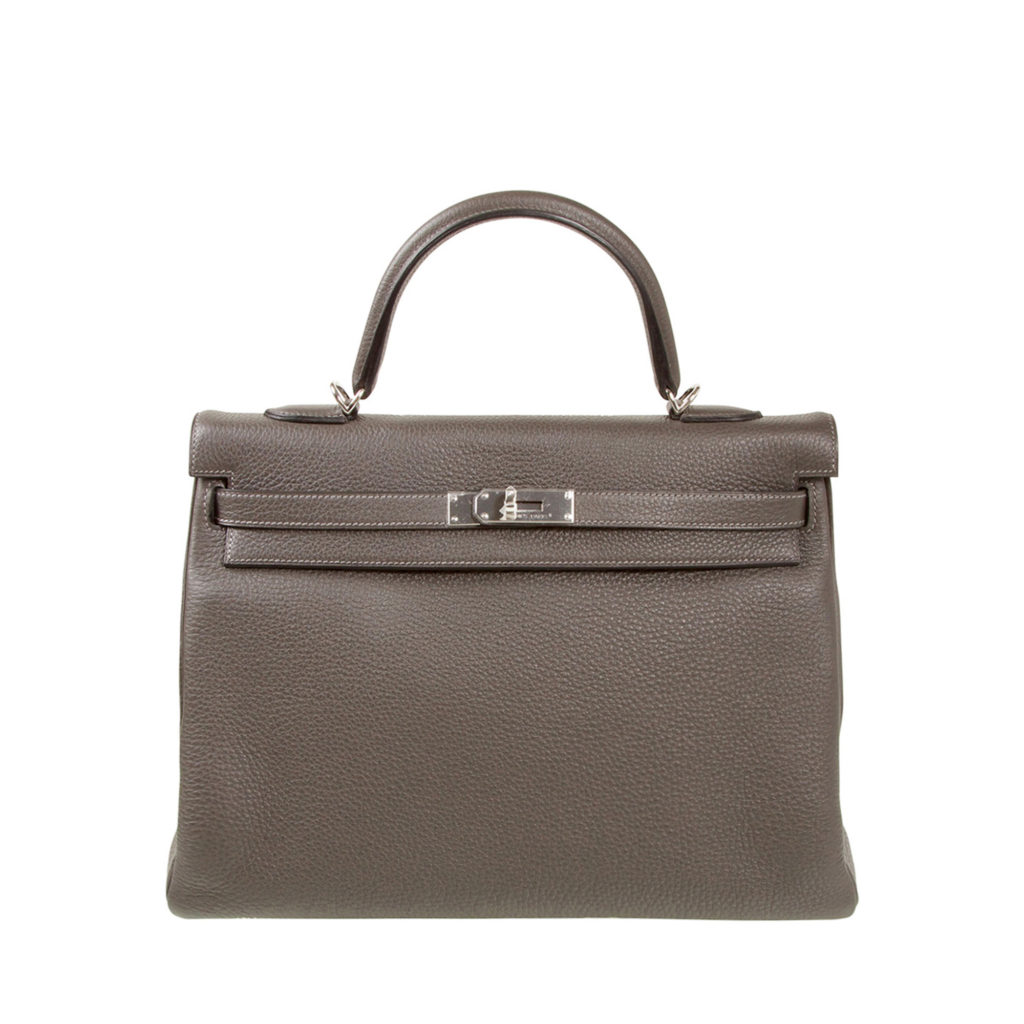 Hermes gray Kelly bag in textured calf leather by The Ornamental