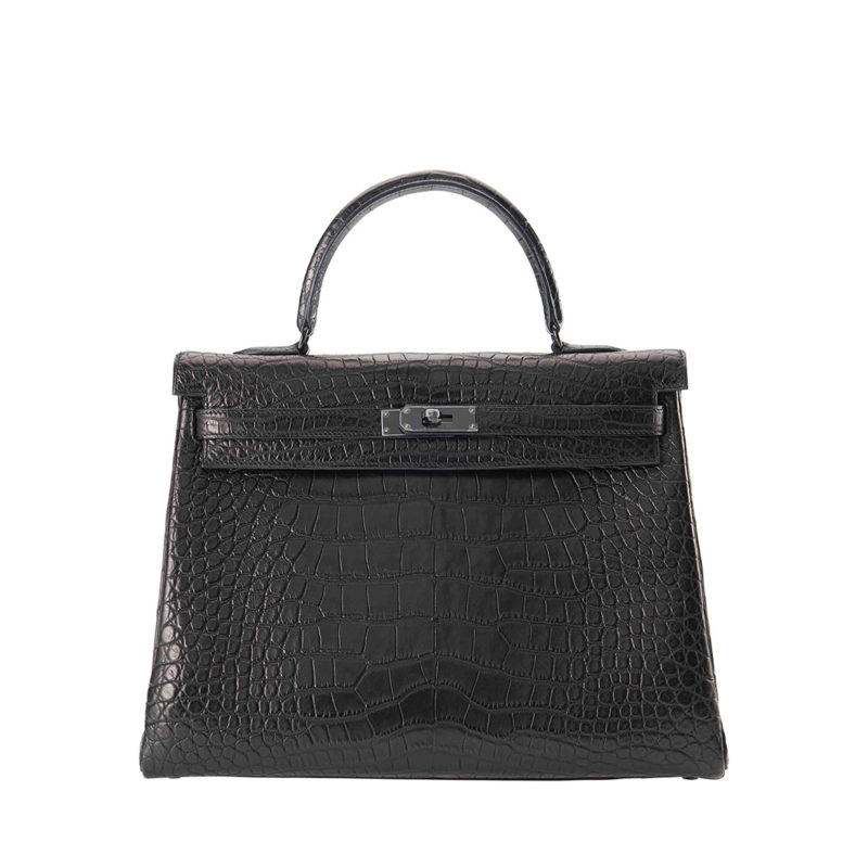 Hermes Black Kelly bag in alligator leather by The Ornamental