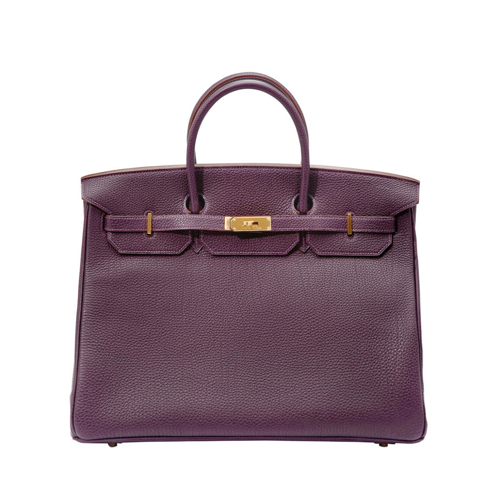 Hermes purple birkin in textured calf leather by The Ornamental