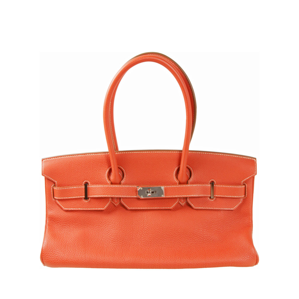 Hermes red Birkin Shoulder bag in textured calf leather by The Ornamental