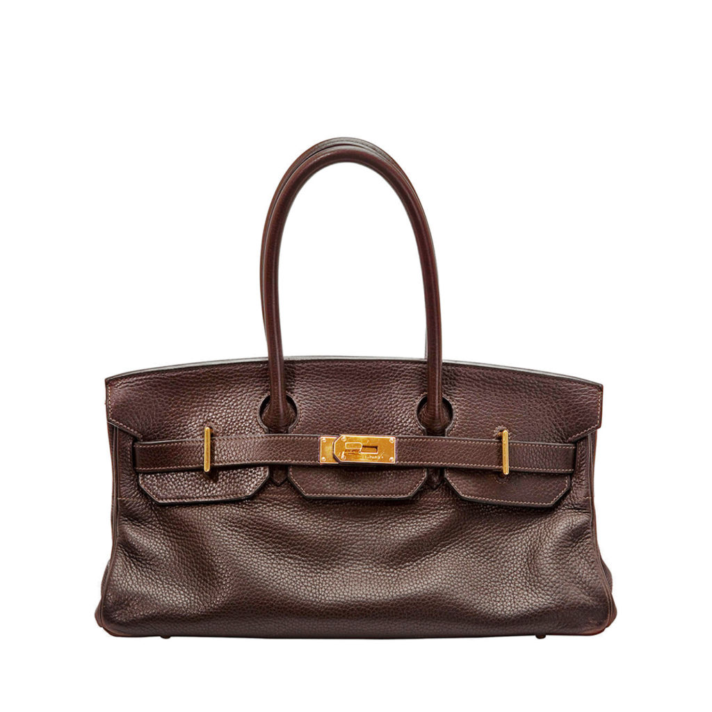 Hermes brown Birkin Shoulder bag in textured calf leather by The Ornamental