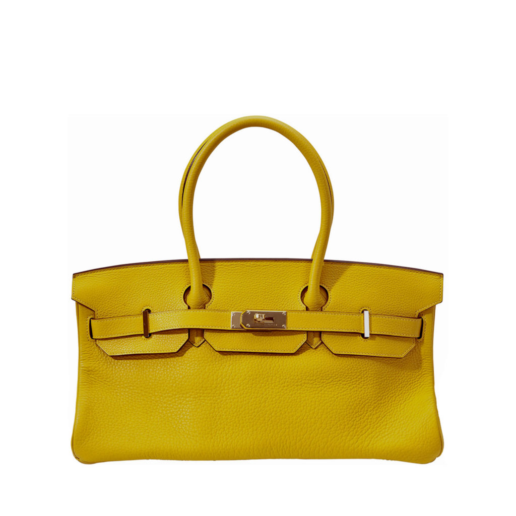 Hermes yellow Birkin Shoulder bag in textured calf leather by The Ornamental