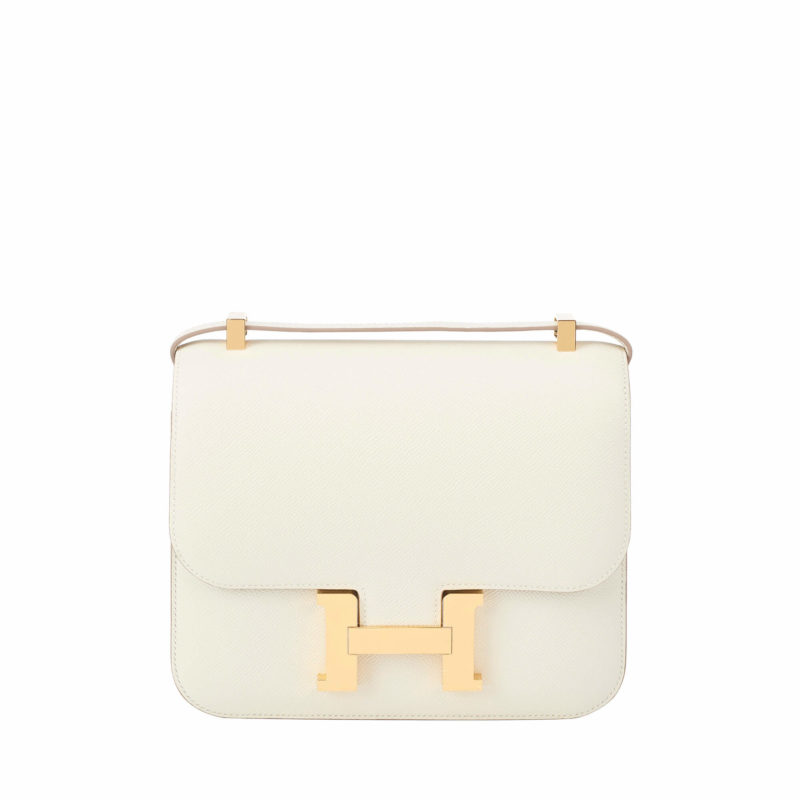 White and gold Hermes Constance 23 in calf leather by The Ornamental