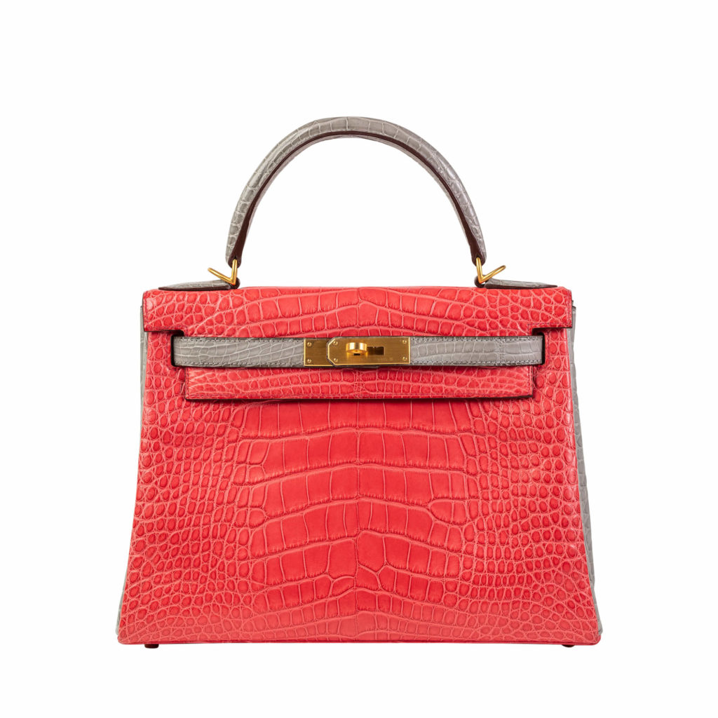 house of hello, Bags, House Of Hello Kelly 25 Red Crocodile Embossed  Leather